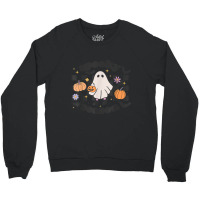 Retro Groovy Spooky Season Halloween Ghost Boo Fall Autumn Crewneck Sweatshirt | Artistshot