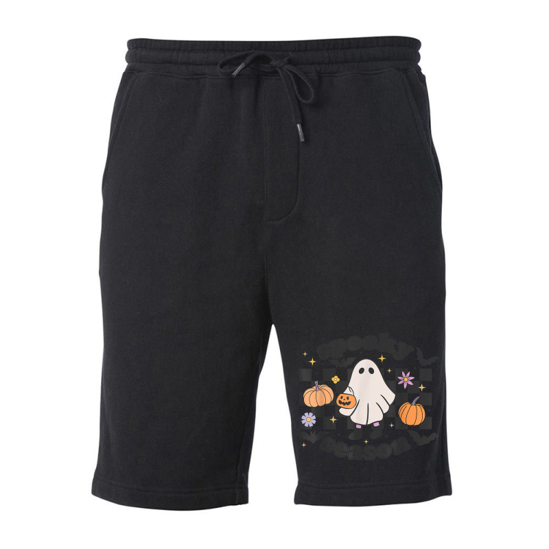 Retro Groovy Spooky Season Halloween Ghost Boo Fall Autumn Fleece Short | Artistshot