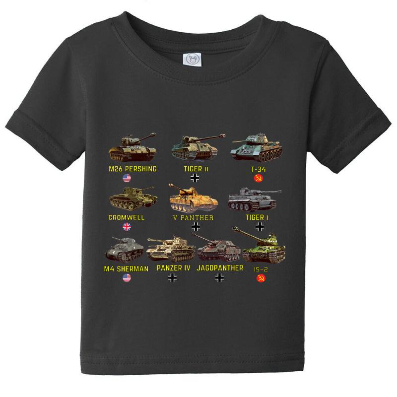 Top Ten Best Ww2 Tanks M4 Sherman Panzer Iv Tiger Ii T-34 Baby Tee by RobertRayColton | Artistshot