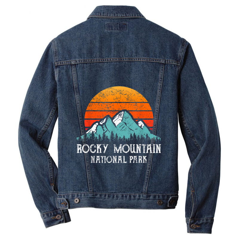 Retro Rocky Mountain National Park Distressed Rocky Mountain Men Denim Jacket | Artistshot