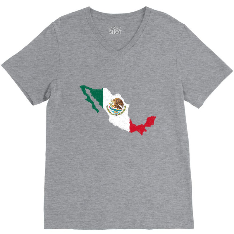 Mexico Map Flag Drawing Line Art V-Neck Tee by Erwin Saputra Art | Artistshot