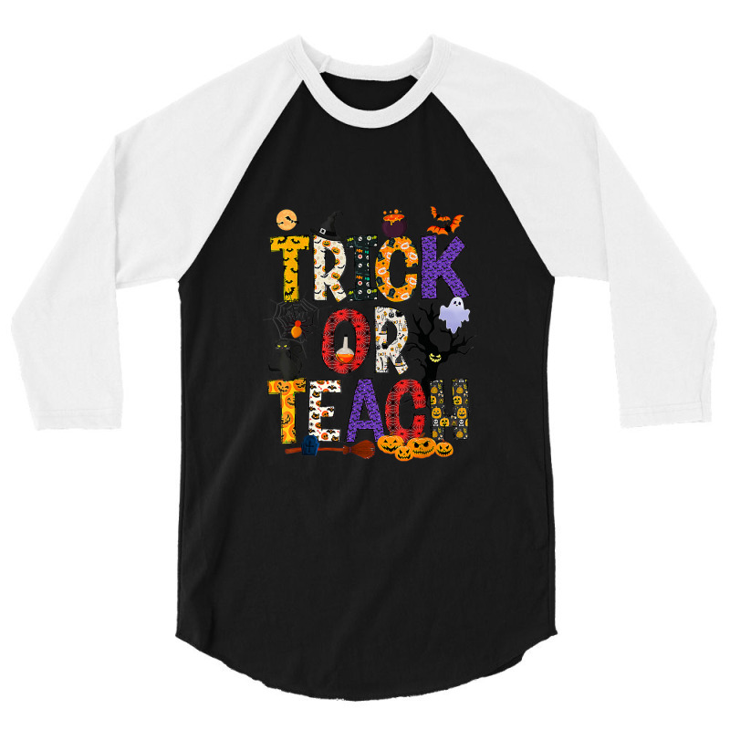 Retro Trick Or Teach Teacher Halloween Costume Men Women 3/4 Sleeve Shirt | Artistshot