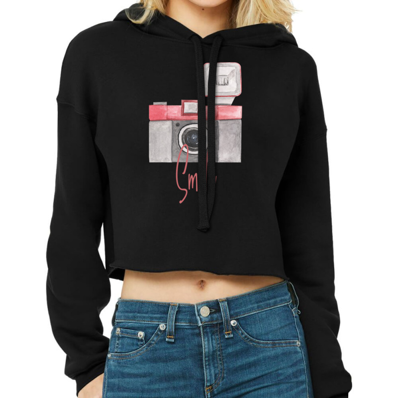 Smile Camera For Photographers Cropped Hoodie by Atep | Artistshot