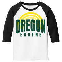 Groovy Eugene Green Yellow Old School Striped Eugene Oregon T Shirt Youth 3/4 Sleeve | Artistshot