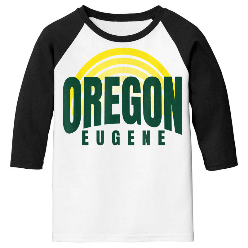 Groovy Eugene Green Yellow Old School Striped Eugene Oregon T Shirt Youth 3/4 Sleeve by corrinwpxbilal | Artistshot