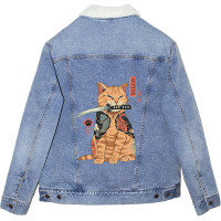 Catana Apron Woodblock Japanese Unisex Sherpa-lined Denim Jacket | Artistshot