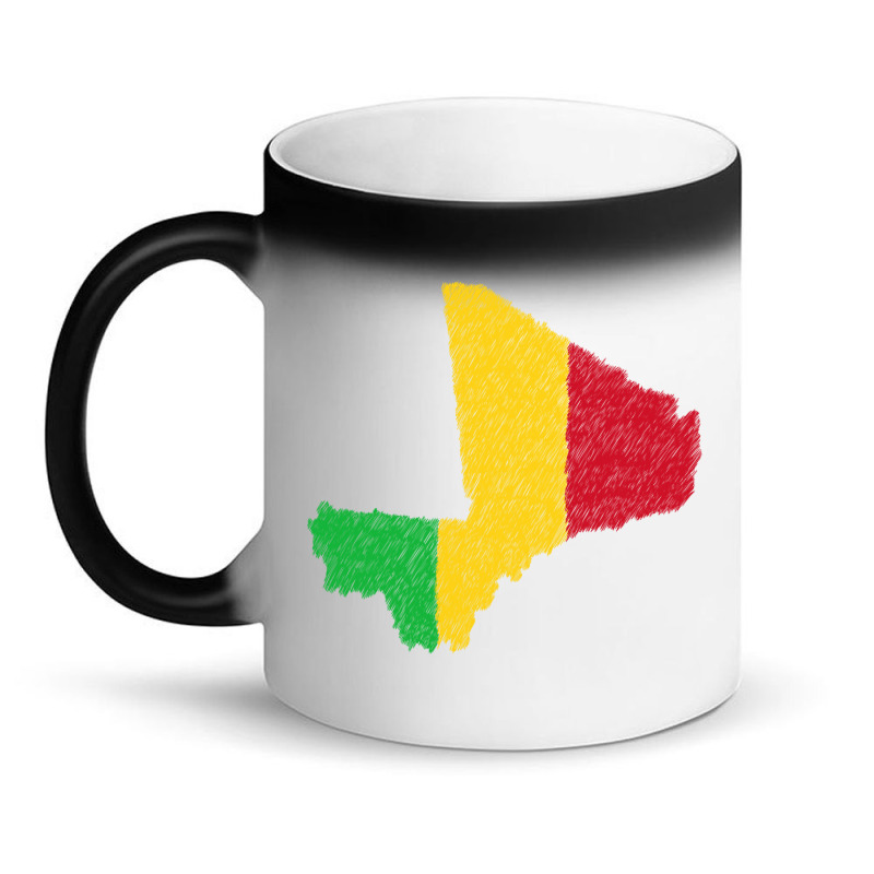 Mali Map Flag Drawing Line Art Magic Mug | Artistshot