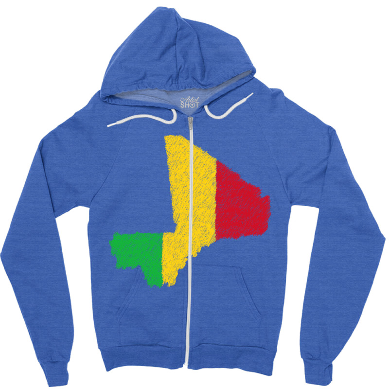 Mali Map Flag Drawing Line Art Zipper Hoodie | Artistshot