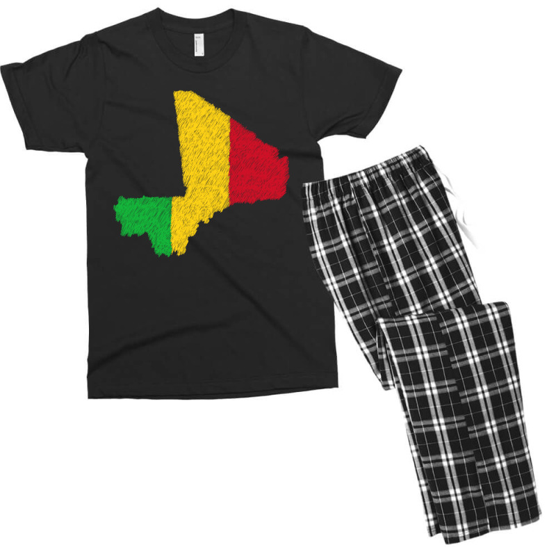 Mali Map Flag Drawing Line Art Men's T-shirt Pajama Set | Artistshot