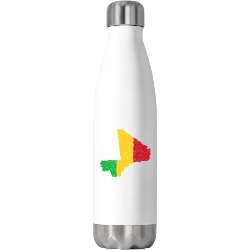 Mali Map Flag Drawing Line Art Stainless Steel Water Bottle | Artistshot