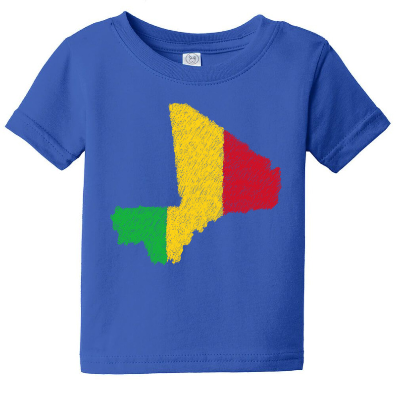 Mali Map Flag Drawing Line Art Baby Tee | Artistshot