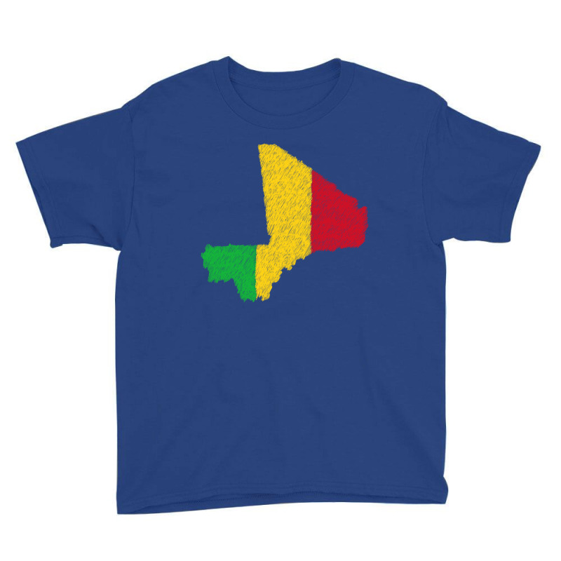 Mali Map Flag Drawing Line Art Youth Tee | Artistshot