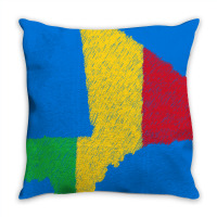 Mali Map Flag Drawing Line Art Throw Pillow | Artistshot