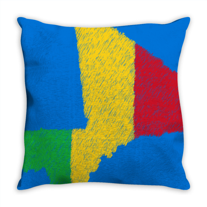 Mali Map Flag Drawing Line Art Throw Pillow | Artistshot