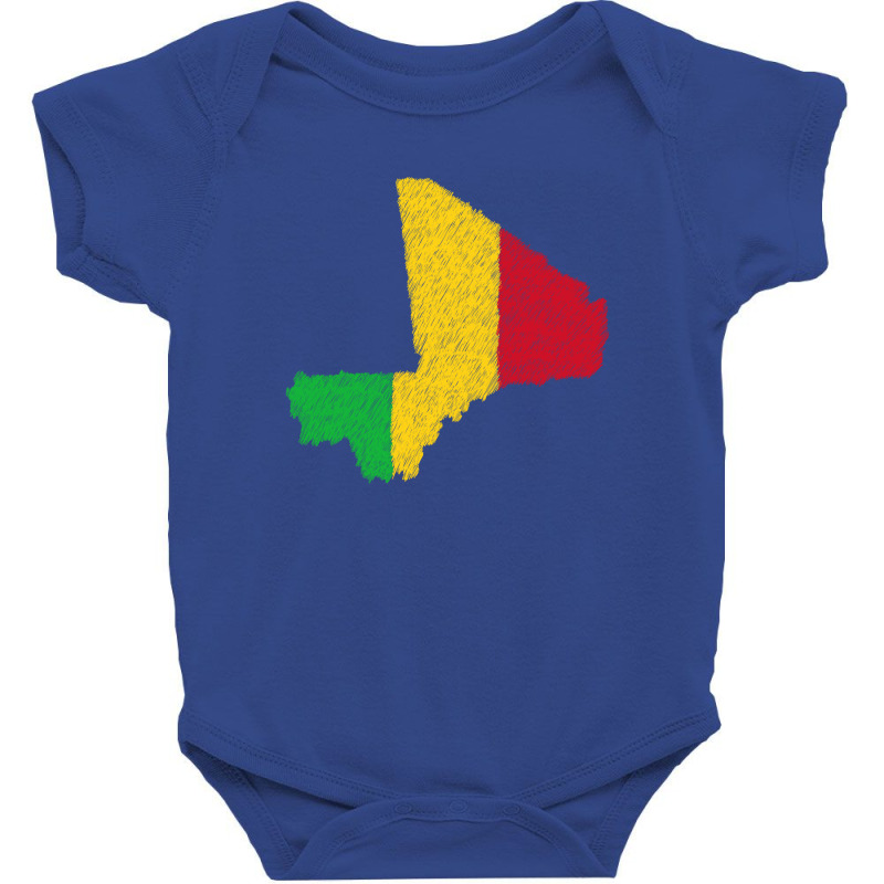 Mali Map Flag Drawing Line Art Baby Bodysuit | Artistshot