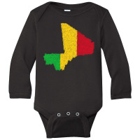 Mali Map Flag Drawing Line Art Long Sleeve Baby Bodysuit | Artistshot