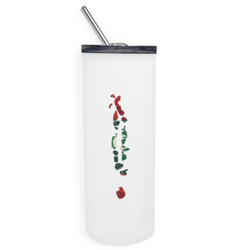 Maldives Map Flag Drawing Line Art Skinny Tumbler | Artistshot