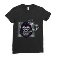 Smoking Angry Monkey Ladies Fitted T-shirt | Artistshot