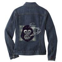 Smoking Angry Monkey Ladies Denim Jacket | Artistshot