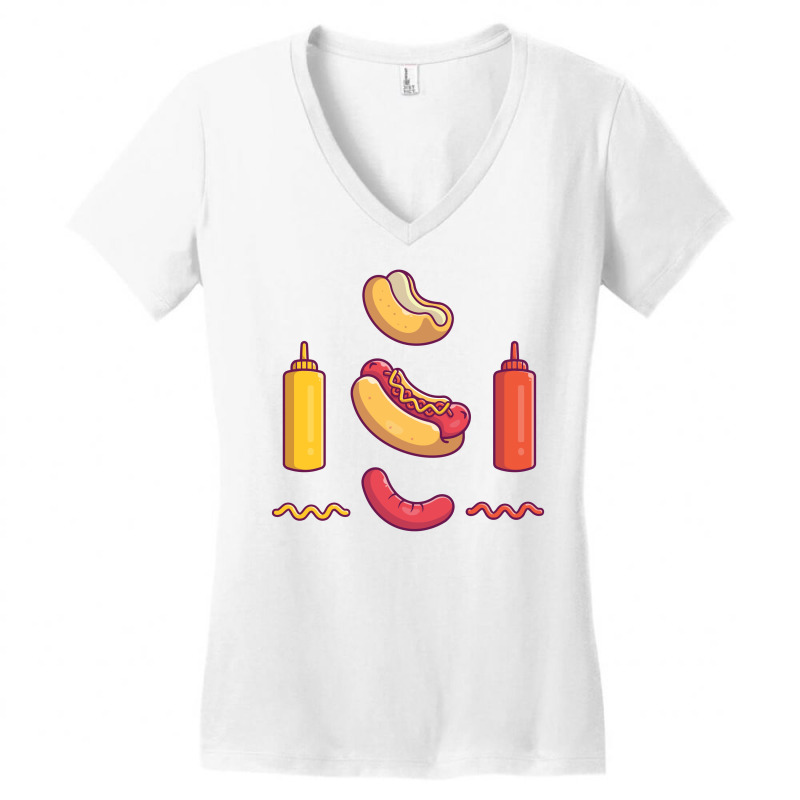Hotdog Ingredient Elements Women's V-neck T-shirt | Artistshot