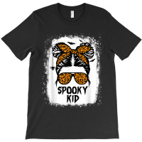 Spooky Kid Halloween Girls Youth Messy Bun Leopard T-shirt | Artistshot