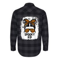 Spooky Kid Halloween Girls Youth Messy Bun Leopard Flannel Shirt | Artistshot