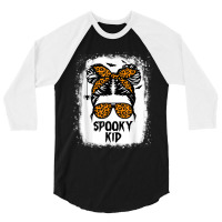 Spooky Kid Halloween Girls Youth Messy Bun Leopard 3/4 Sleeve Shirt | Artistshot