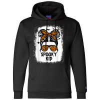 Spooky Kid Halloween Girls Youth Messy Bun Leopard Champion Hoodie | Artistshot