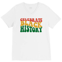 Retro Wavy Celebrate Black History Bhm African Pride T Shirt V-neck Tee | Artistshot