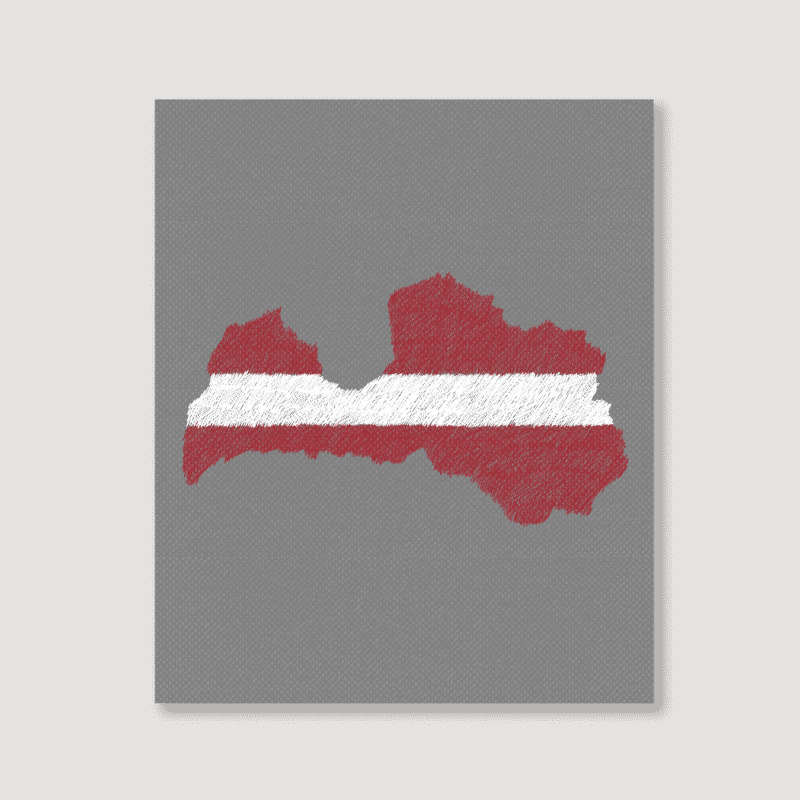 Latvia Map Flag Drawing Line Art Portrait Canvas Print | Artistshot