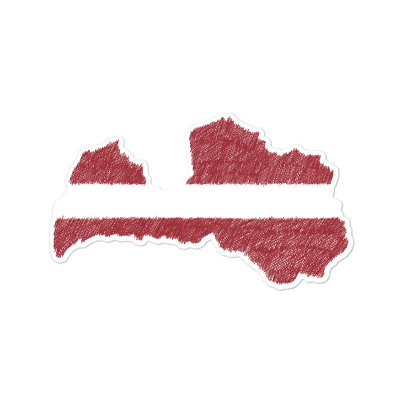 Latvia Map Flag Drawing Line Art Sticker | Artistshot