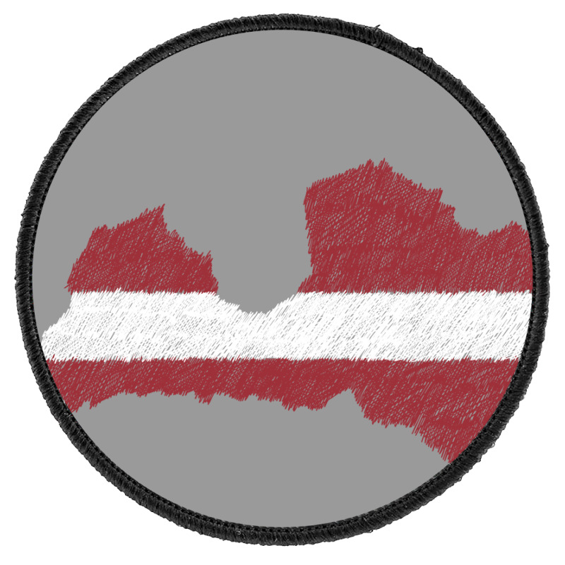 Latvia Map Flag Drawing Line Art Round Patch | Artistshot