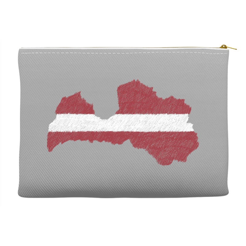 Latvia Map Flag Drawing Line Art Accessory Pouches | Artistshot