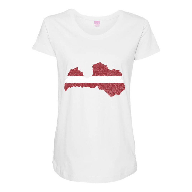 Latvia Map Flag Drawing Line Art Maternity Scoop Neck T-shirt by Erwin Saputra Art | Artistshot