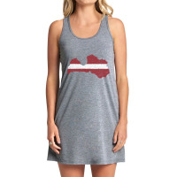 Latvia Map Flag Drawing Line Art Tank Dress | Artistshot