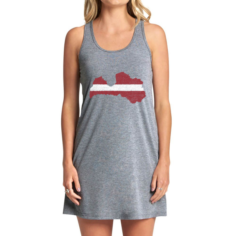 Latvia Map Flag Drawing Line Art Tank Dress by Erwin Saputra Art | Artistshot