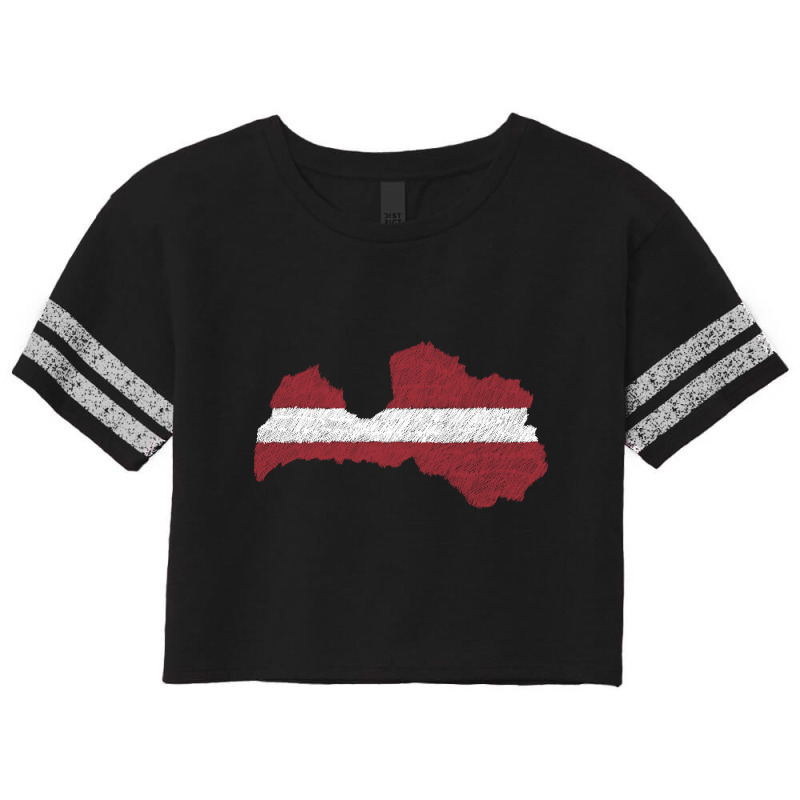 Latvia Map Flag Drawing Line Art Scorecard Crop Tee by Erwin Saputra Art | Artistshot