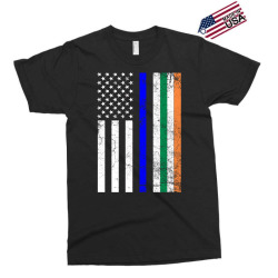 irish american flag thin blue line police st. patrick's day long sleev Exclusive T-shirt | Artistshot