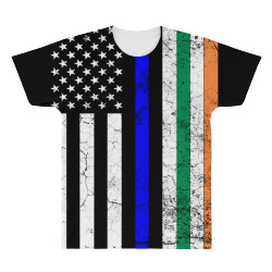 irish american flag thin blue line police st. patrick's day long sleev All Over Men's T-shirt | Artistshot
