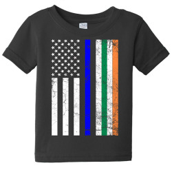 irish american flag thin blue line police st. patrick's day long sleev Baby Tee | Artistshot