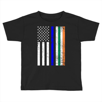 Irish American Flag Thin Blue Line Police St. Patrick's Day Long Sleev Toddler T-shirt Designed By Tamkyfashions