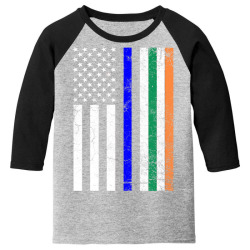 irish american flag thin blue line police st. patrick's day long sleev Youth 3/4 Sleeve | Artistshot