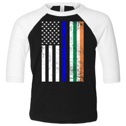 irish american flag thin blue line police st. patrick's day long sleev Toddler 3/4 Sleeve Tee | Artistshot