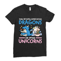 Somewhere Between Dragons And Unicorns Dragon Unicorn Ladies Fitted T-shirt | Artistshot