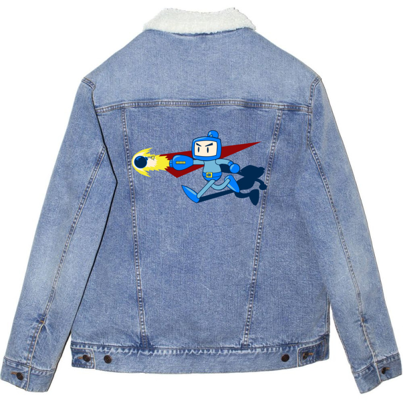 The Blue Bomber Man Unisex Sherpa-lined Denim Jacket | Artistshot