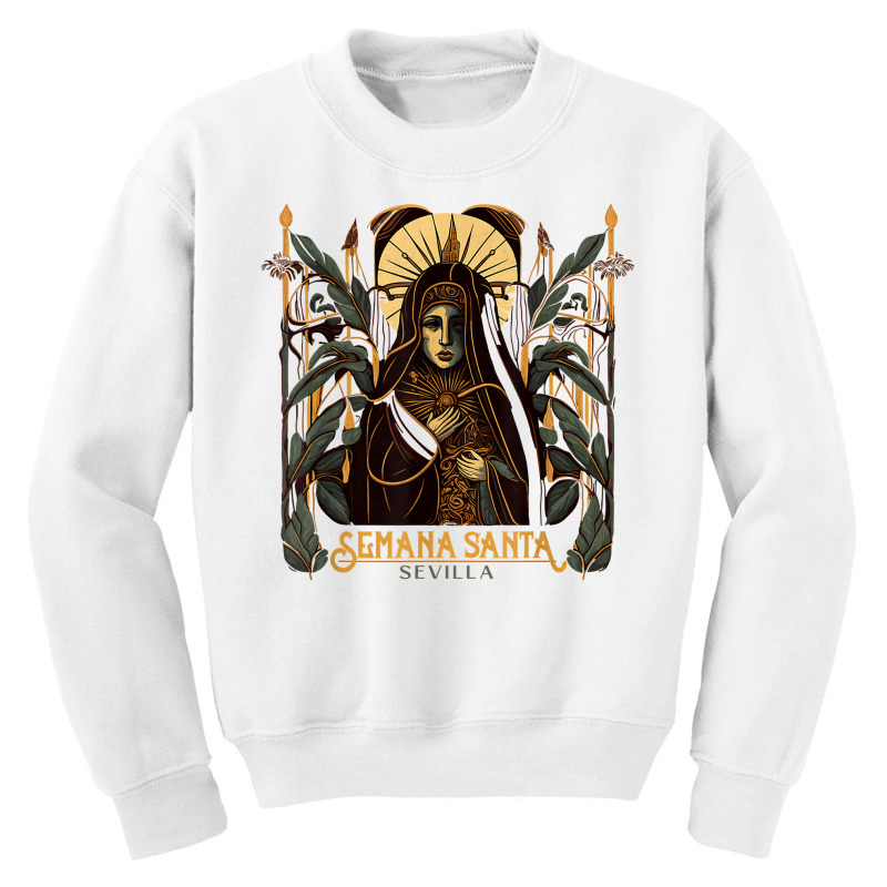 Illustration Of The Virgin Holy Week In Seville T Shirt Youth Sweatshirt | Artistshot