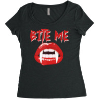 Bite Me Funny Halloween Vampire Bite Me Women's Triblend Scoop T-shirt | Artistshot