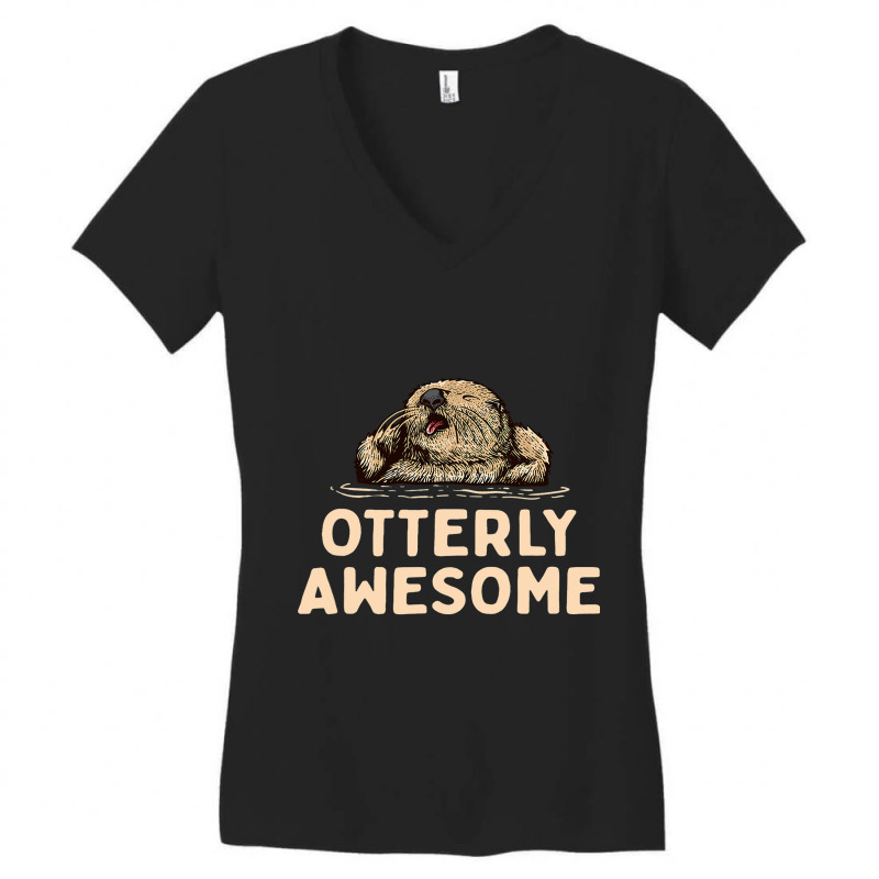 Otterly Awesome Positivity Otter Lover Positive Quote Women's V-Neck T-Shirt by SCOTTALLENZ | Artistshot