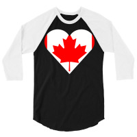 Artistshot Hot Trend Flag Banner Canada Heart International Love Frede 3/4 Sleeve Shirt | Artistshot