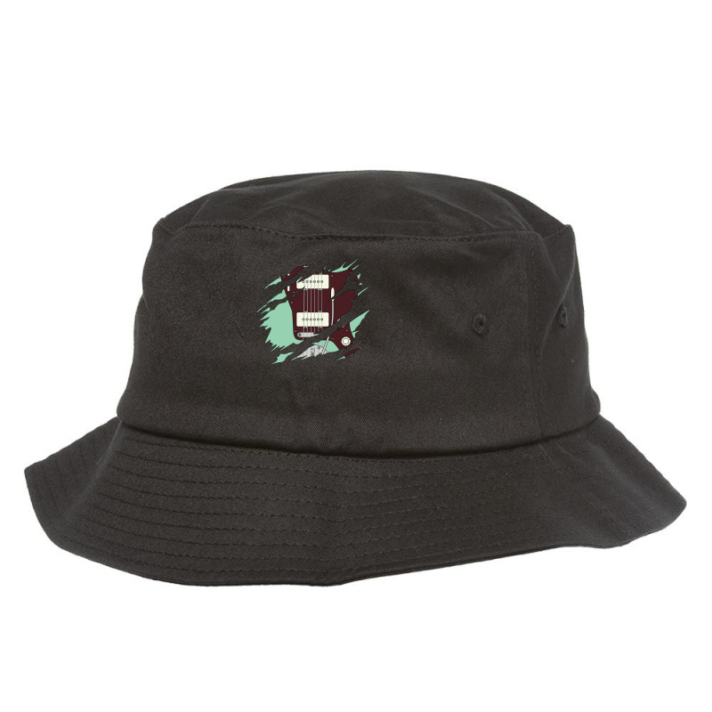 Ripped Electric Guitar Offset Style Surf Green Color Bucket Hat | Artistshot